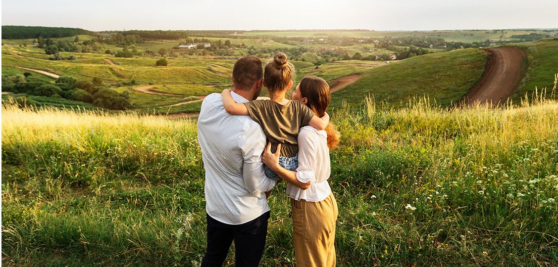happy family with daughter